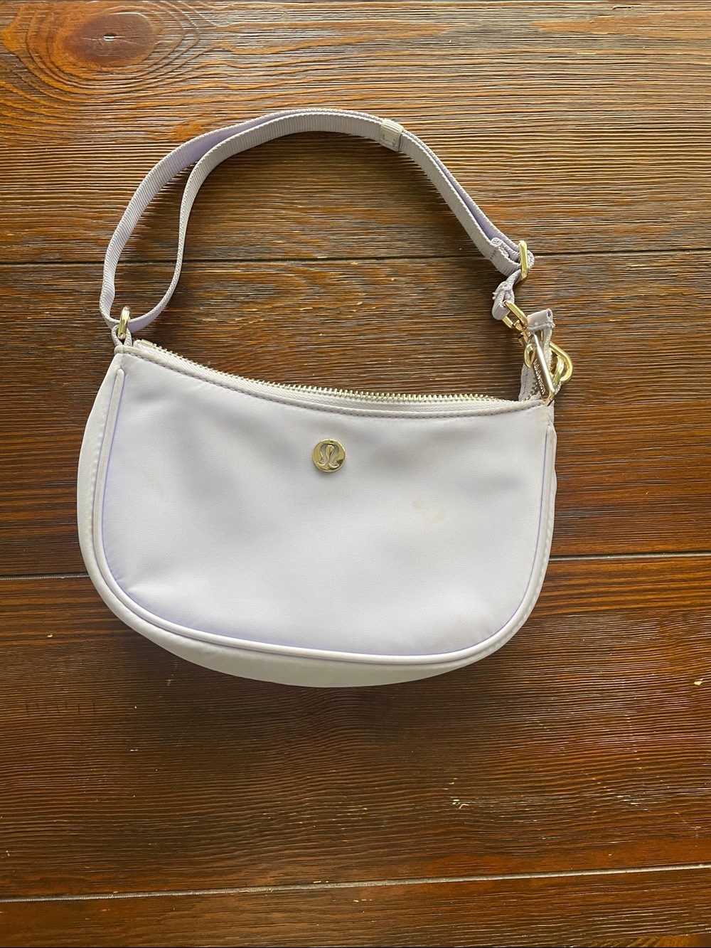 lululemon athletica Pale Lavender Crescent Shoulder Bag with Gold Hardware